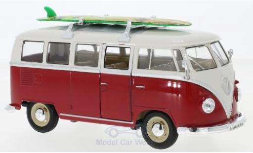 Modellautos Volkswagen T1 1/24 Welly Bus rot/weiss 1963 mit Dachgepäckträger und Surfboard Volkswagen T1 1/24 Welly Bus rot/weiss 1963 mit Dachgepäckträger und Surfboard modellautos