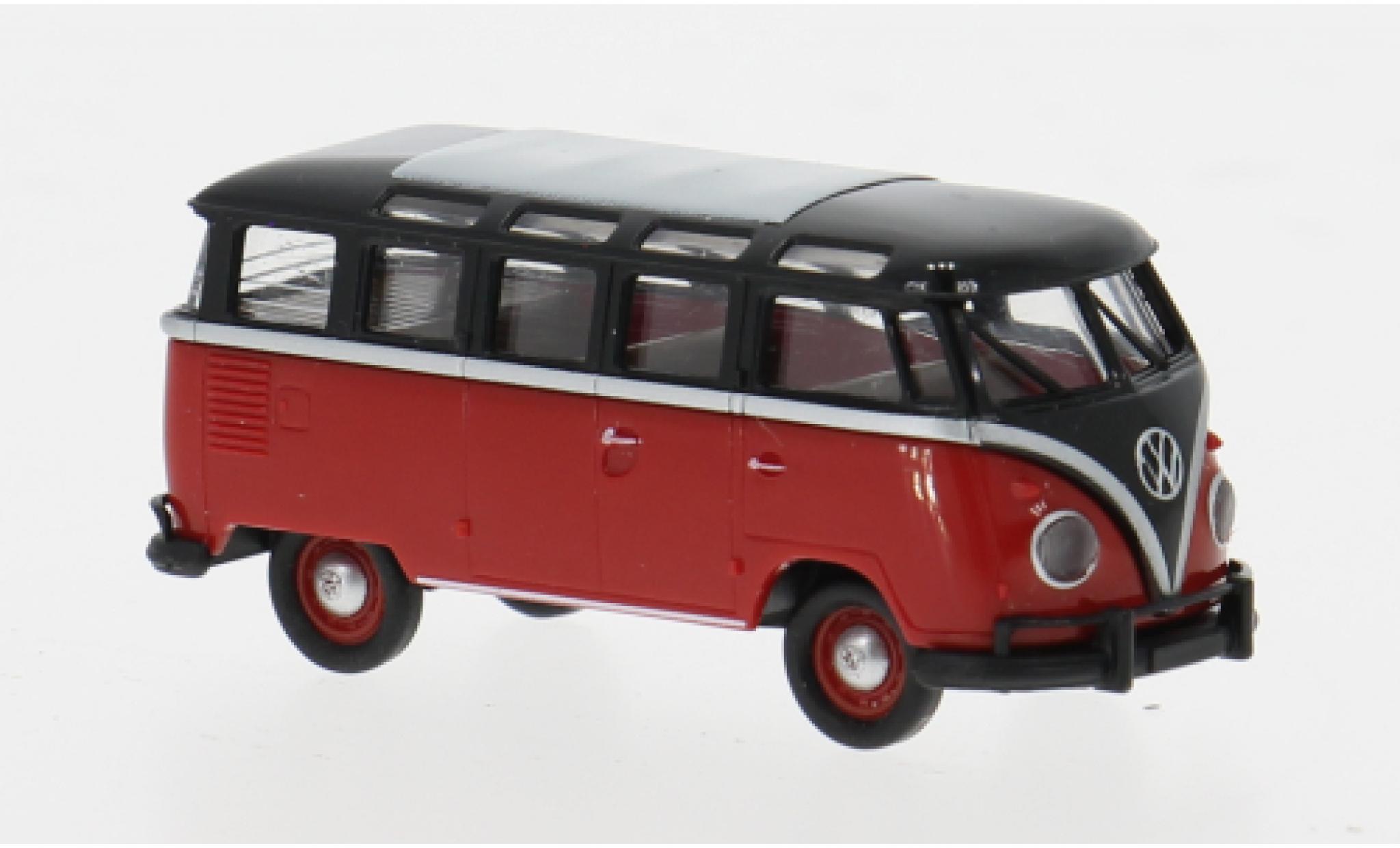 Volkswagen T1 Brekina b Samba schwarz/rot 1960 1:87 modellautos