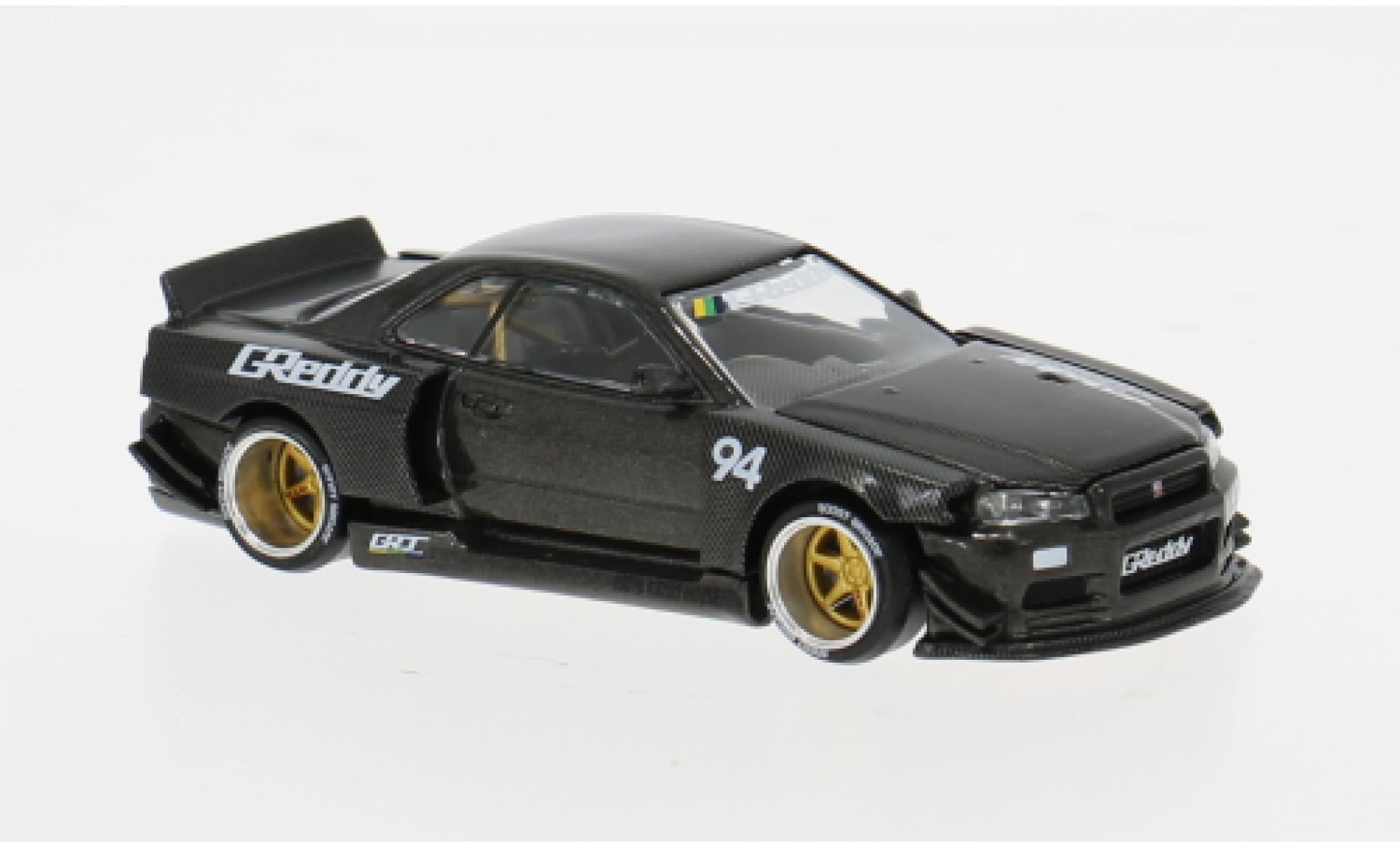 Nissan Skyline 1/64 Mini GT GT-R (R34) Kaido Works GReddy V2 grau 1999 1:64 modellautos
