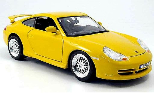 Porsche 911 GT3 1/18 Burago gelb strassenversion modellautos