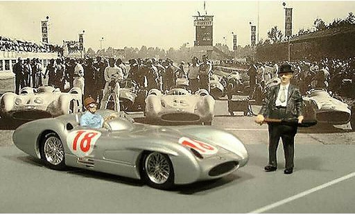 Mercedes W 196 Base 1/43 Brumm GP Italien avec Fangio und Neubauer 1955 modellautos