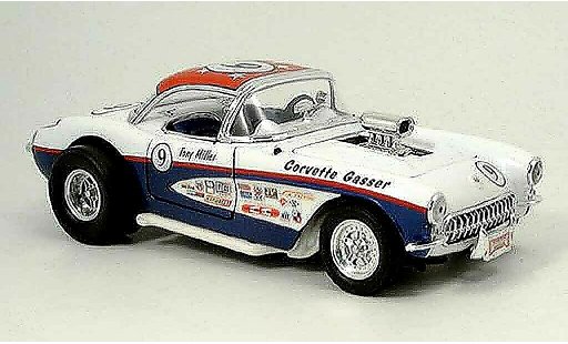 Chevrolet Corvette course 1/18 Yat Ming C1 gasser weiss blau no.9 1957 modellautos