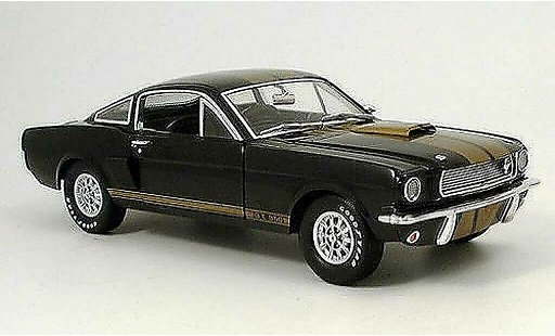 Shelby GT 350 1966 1/18 Shelby Collectibles h schwarz avec bandes or hertz modellautos