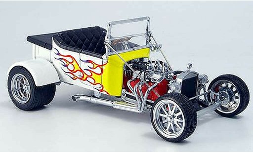 Ford Hot Rod 1925 1/18 Yat Ming t-bucket weiss avec gelben flammen offen modellautos