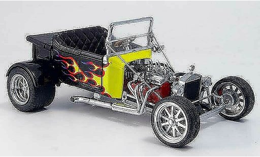 Ford Hot Rod 1925 1/18 Yat Ming t-bucket schwarz avec gelben flammen offen modellautos
