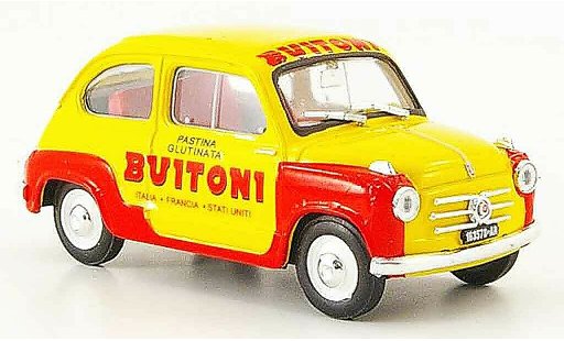 Fiat 600 Berlina 1/43 Brumm Pasta Buitoni 1955 modellautos
