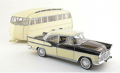 Simca Chambord Base 1/18 Norev beige schwarz avec caravane 1958 modellautos