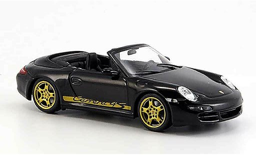 Porsche 911 4S 1/43 Minichamps Carrera schwarz geoffnetes Verdeck 2005 modellautos