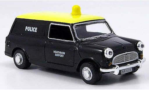 Austin Mini Van police 1/43 Oxford schwarz gelb Heathrow modellautos