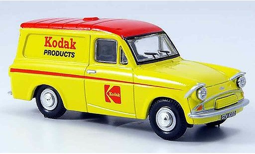 Ford Anglia Van 1/43 Oxford gelb rot Kodak Kasten modellautos