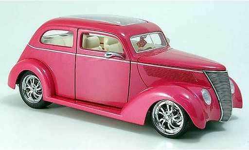 Ford Hot Rod 1937 1/18 Yat Ming sedan rosa avec panoramadach modellautos