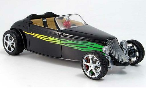 Ford Hot Rod 1933 1/18 Yat Ming cabrio schwarz gr&Atilde;&frac14;ne flammen offen modellautos