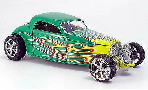 Ford Hot Rod 1933 1/18 Yat Ming coupe gr&Atilde;&frac14;n avec flammendesign modellautos