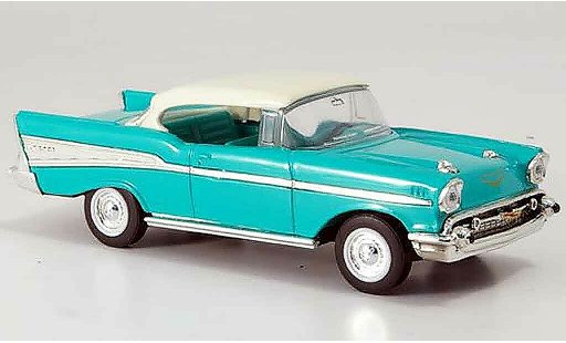 Chevrolet Bel Air Coupe 1/43 Yat Ming gr&Atilde;&frac14;n weisses Dach 1957 modellautos
