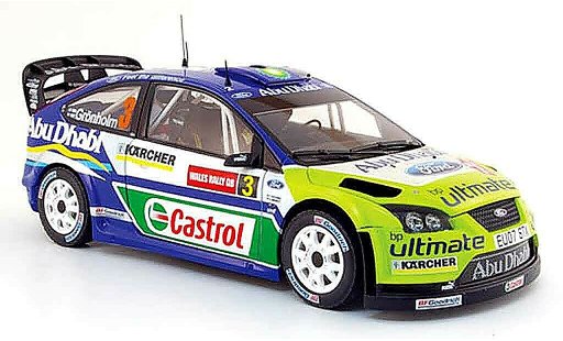 Ford Focus RS WRC 1/18 Sun Star no.3 bp/abu dhabi rallye pays de galles 2007 modellautos
