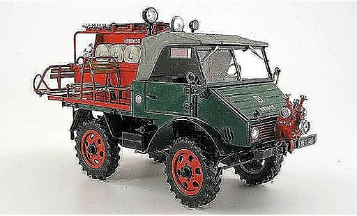Mercedes Unimog 401-404 1/18 Schuco 401 pompier avec spezialaufbau gr&Atilde;&frac14;n rot 1953 modellautos