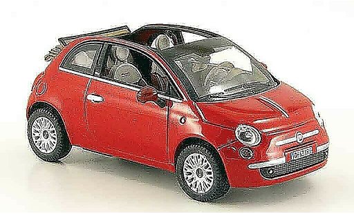 Fiat 500 Cabrio 1/43 Norev C rot offenes Rolldach 2009 modellautos