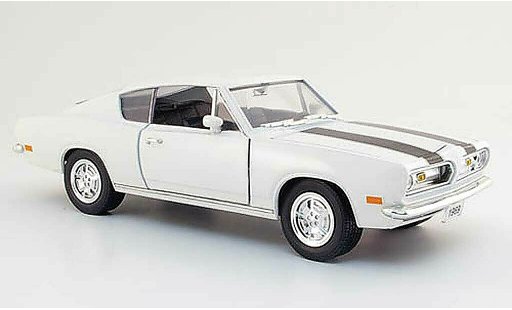 Plymouth Barracuda 1969 1/18 Yat Ming weiss avec bandes schwarzs modellautos