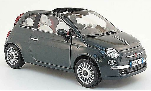 Fiat 500 Cabrio 1/18 Mondo Motors cabriolet grau 2009 modellautos