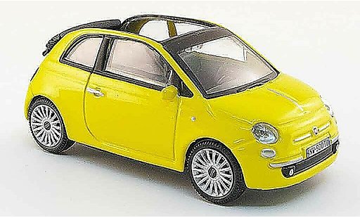 Fiat 500 Cabrio 1/43 Mondo Motors C gelb 2009 modellautos