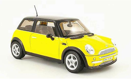 Mini Cooper D 1/18 Welly gelb schwarz dach modellautos