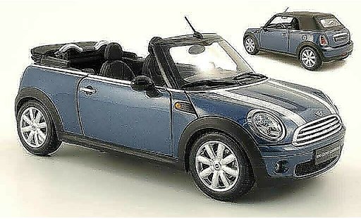 Mini Cabriolet Base 1/18 Kyosho blau bandes weisss 2009 modellautos