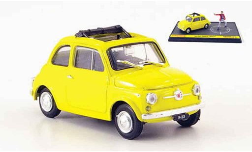 Fiat 500 Classique 1/43 Brumm gelb avec Figur Lupin the 3rd Wanted modellautos