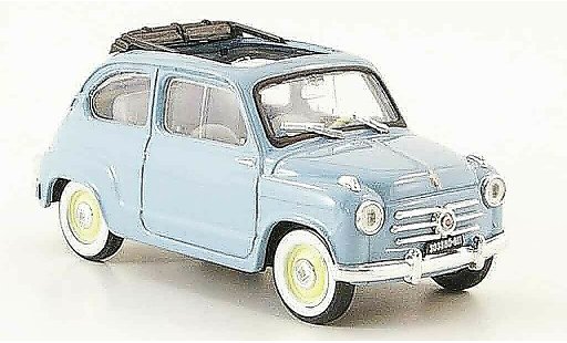 Fiat 600 Berlina 1/43 Brumm (Serie 1) graublau offen 1956 modellautos