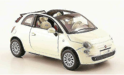 Fiat 500 Cabrio 1/43 Norev C weiss avec geoffnetem Faltdach 2009 modellautos