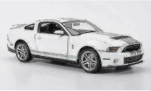 Shelby GT 500 2010 1/18 Autoart weiss mit grau metalliseenen Streifen modellautos