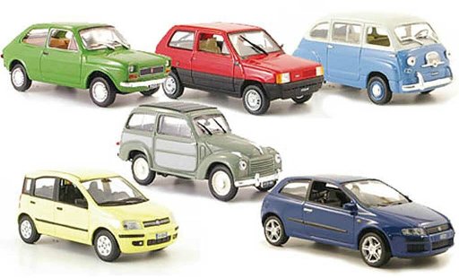 Fiat 500 C 1/43 Hachette 6er-Set: 127 600 Multipla Panda Belvedere modellautos