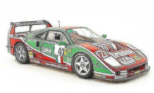 Ferrari F40 Competizione 1/18 Hot Wheels no.40 brummel 24h le mans 1995 l.della noce/a.olofsson/t.ota modellautos