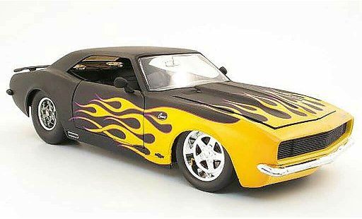 Chevrolet Camaro Z28 1/18 Jada Toys schwarz mat avec flamming 1968 modellautos
