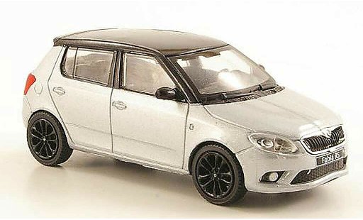 Skoda Fabia II 1/43 Abrex grau avec schwarzem Dach und Felgen 2010 modellautos