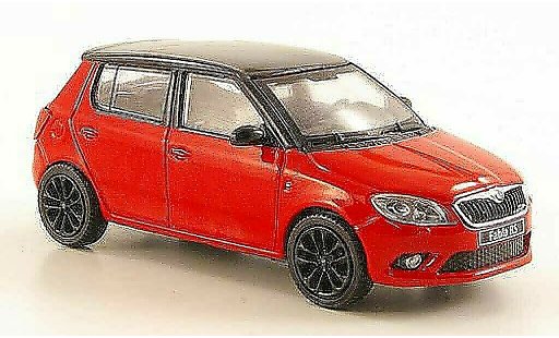 Skoda Fabia II 1/43 Abrex rot mit schwarzem Dach und Felgen 2010 modellautos