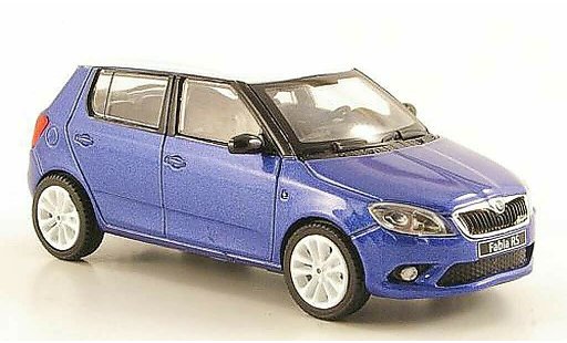 Skoda Fabia II 1/43 Abrex blau mit weissem Dach und Felgen 2010 modellautos