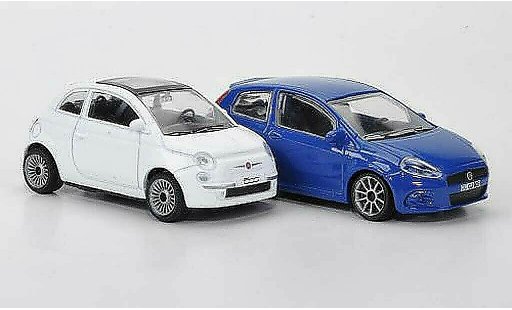 Fiat 500 Classique 1/43 Motorama 2er-Set Kompaktwagen weiss Punto blau modellautos