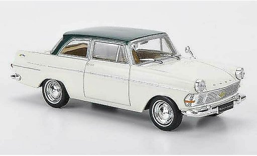 Opel Rekord P2 1/43 Hachette PII weiss/gr&Atilde;&frac14;n (ohne Magazin) 1960 modellautos