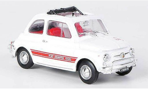 Fiat 595 Abarth 1/43 Brumm LSS weiss/rot offenes Faltdach 1965 modellautos