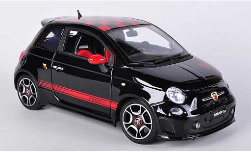 Fiat 500 Abarth 1/18 Burago schwarz/rot 2008 modellautos