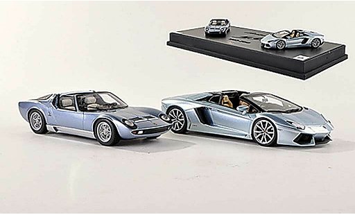 Lamborghini Miura Roadster 1/43 MR Collection Collezione Tecnica No.1: und Aventador graublau 1966 + 2013 modellautos