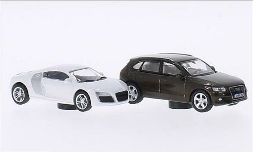 Audi R8 coupe 1/87 Schuco weiss/grau + Q5 braun modellautos