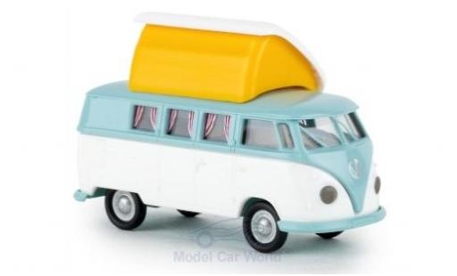 Volkswagen T1 1/87 Brekina b Camper türkis/weiss mit Dormobildach offen modellautos