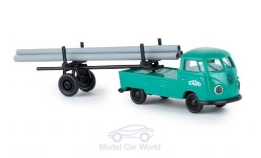 Modellautos Volkswagen T1 B 1/87 Brekina b Schwarzbau mit beladenem Nachläufer Volkswagen T1 B 1/87 Brekina b Schwarzbau mit beladenem Nachläufer modellautos