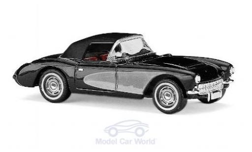 Chevrolet Corvette 1/87 Busch C1 Cabrio schwarz/grau 1956 mit Softtop modellautos