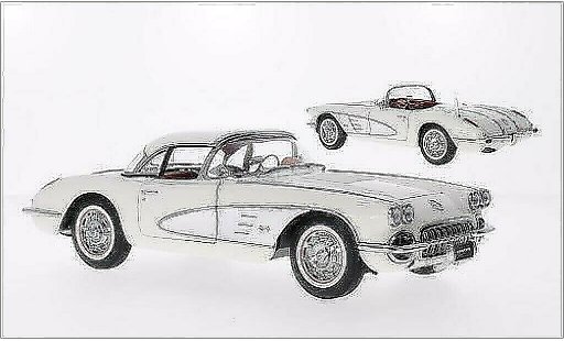 Chevrolet Corvette Convertible 1/18 Autoart C1 (C1) weiss/grau 1958 modellautos