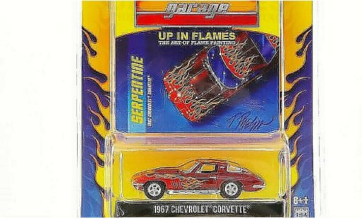 Chevrolet Corvette Coupe 1/64 Greenlight C2 rot mit Flammendekor 1967 modellautos