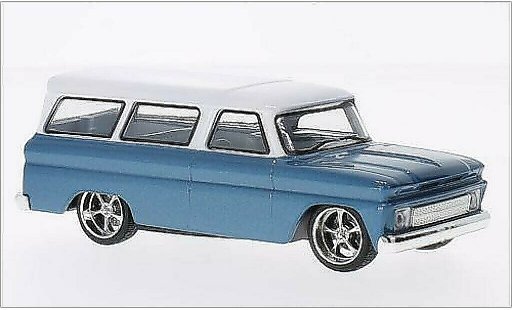 Chevrolet Suburban tuning 1/43 Greenlight mettalic blau/weiss 1966 modellautos