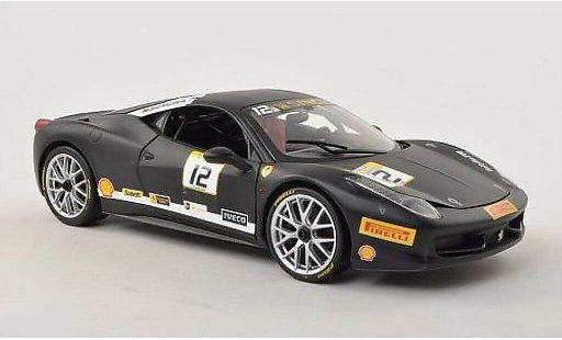Ferrari 458 Challenge 1/18 Hot Wheels No.12 matt-schwarz modellautos