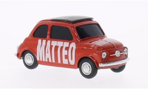 Fiat 500 Classique 1/43 Brumm MATTEO vincere! rot-orange modellautos